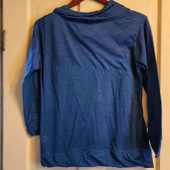 Nina Capri Mockneck Pullover |‎ Striped Blue & Black | Size Small - Picture 3 of 4